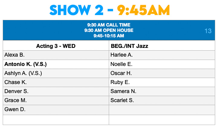 Show 2 Beg Int Jazz Acting 3